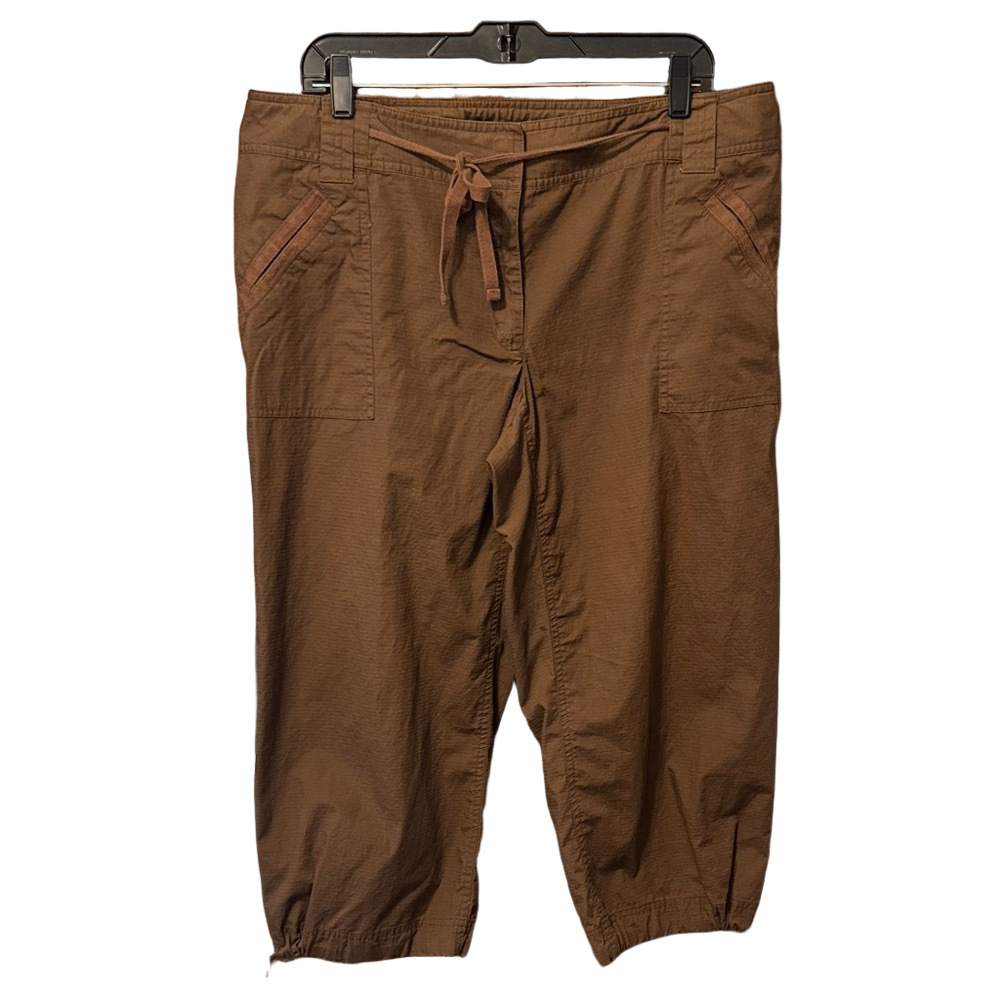 Liz & Co. Brown Cotton Capris with Pockets
